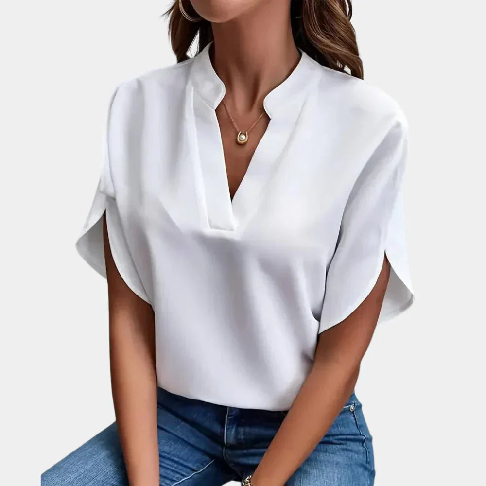 Maeve Split Sleeve V-Neck Blouse