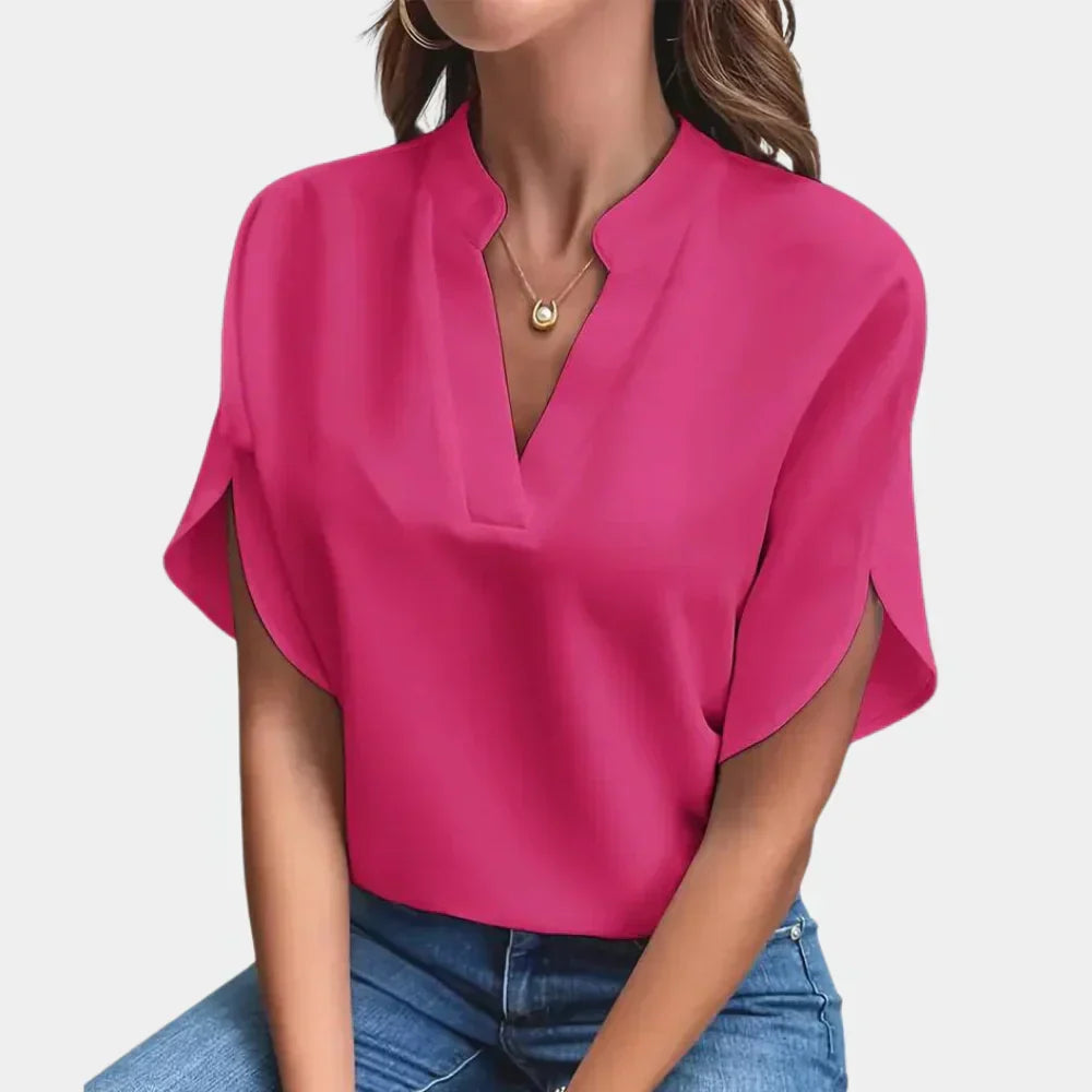 Maeve Split Sleeve V-Neck Blouse