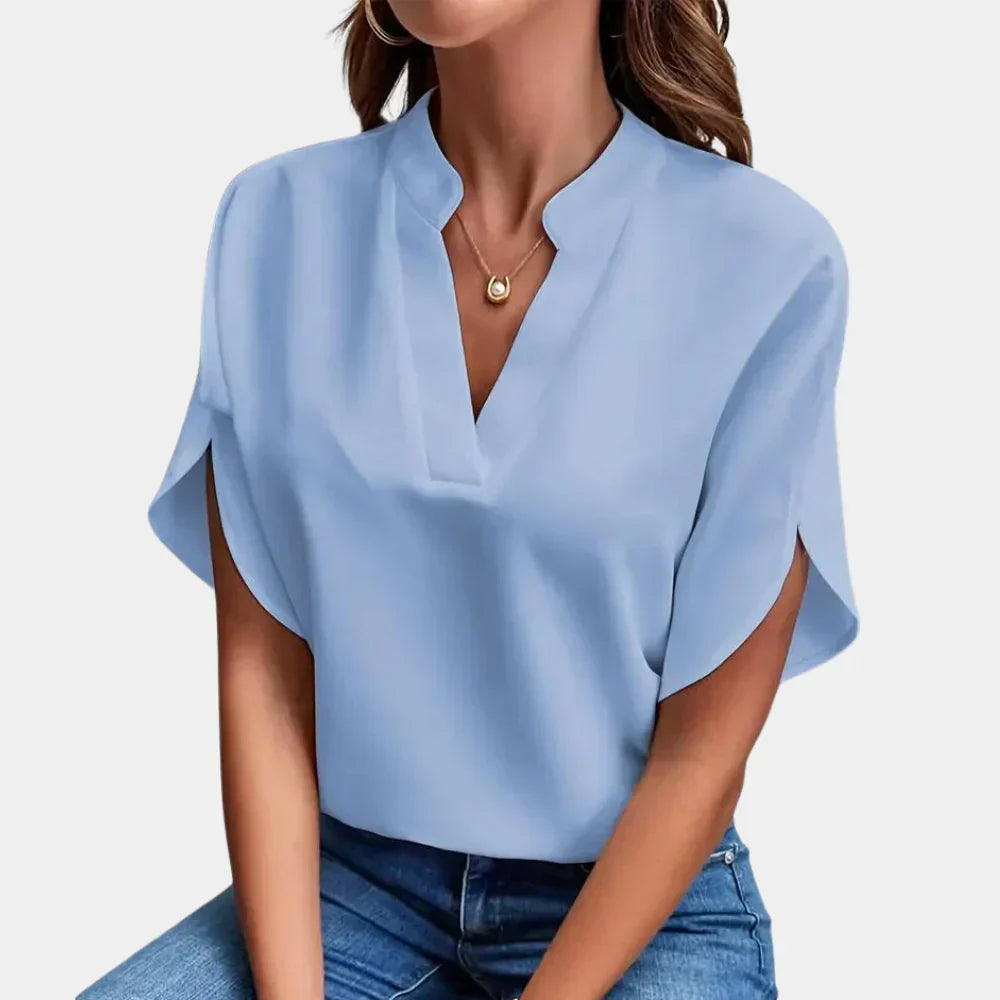 Maeve Split Sleeve V-Neck Blouse
