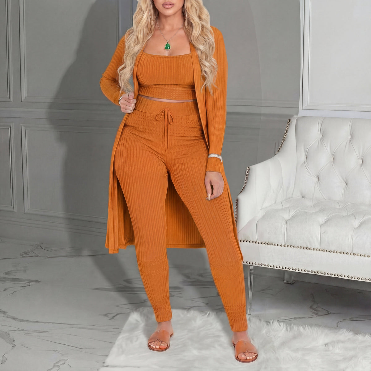 AMARIE™ - Cozy Three Piece Cardigan & Leggings Co-Ord Set