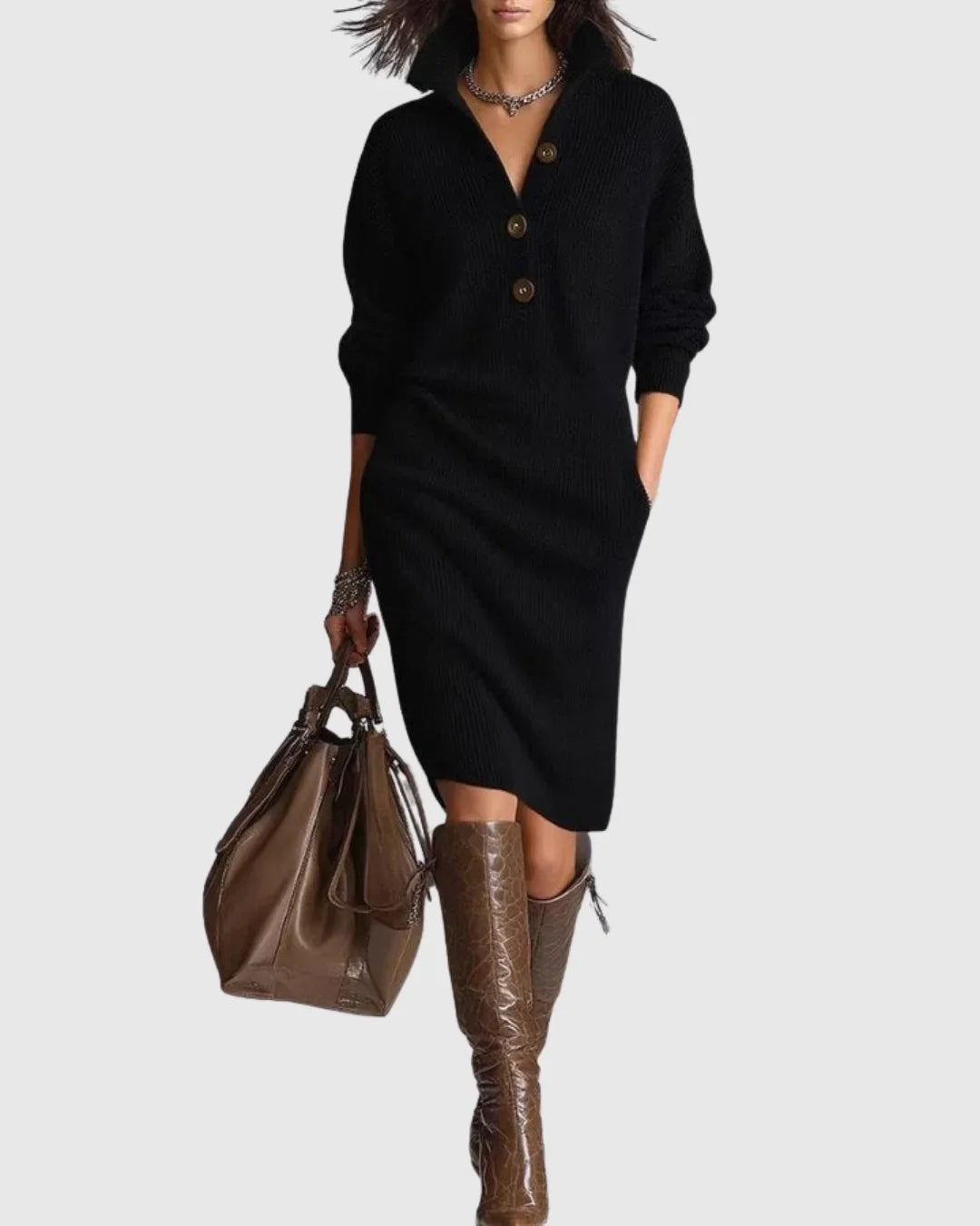 Pure wool knit midi dress