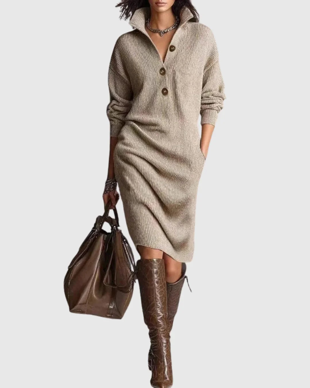 Pure wool knit midi dress