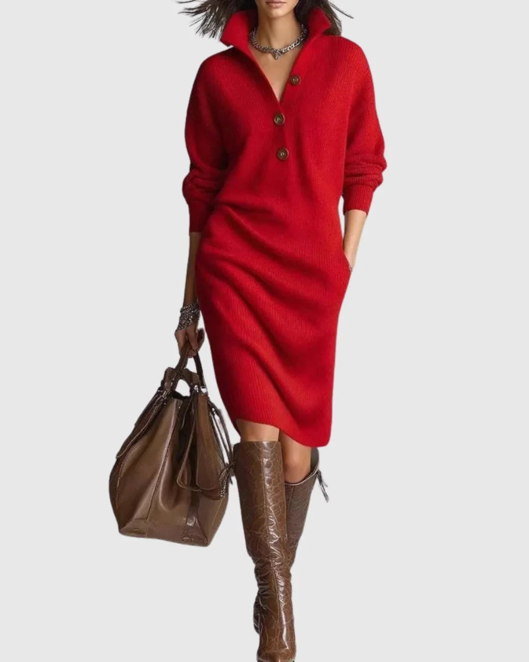 Pure wool knit midi dress