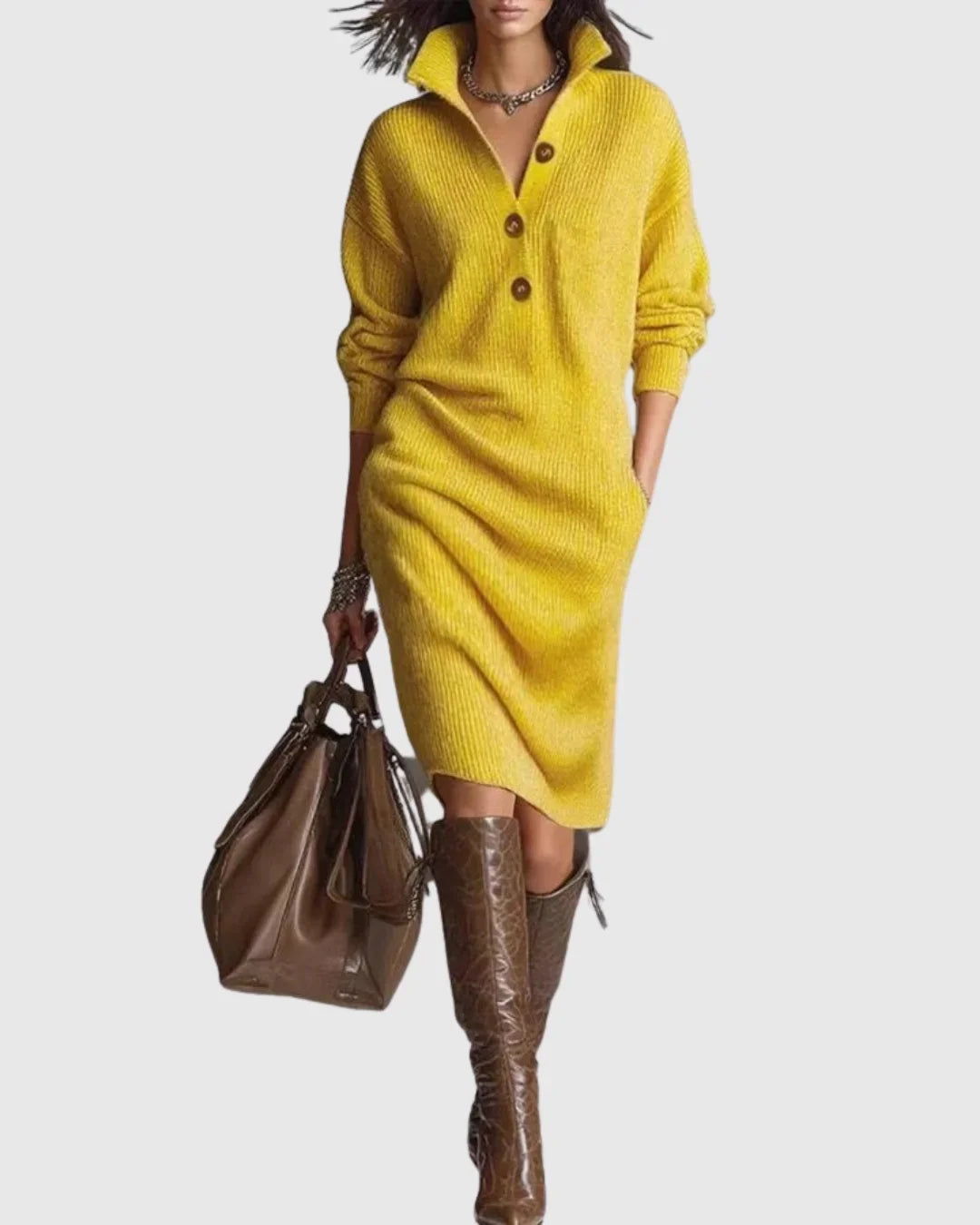 Pure wool knit midi dress