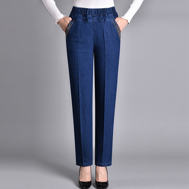 Laluna® | Damesjeans met zijzakken en elastische taille