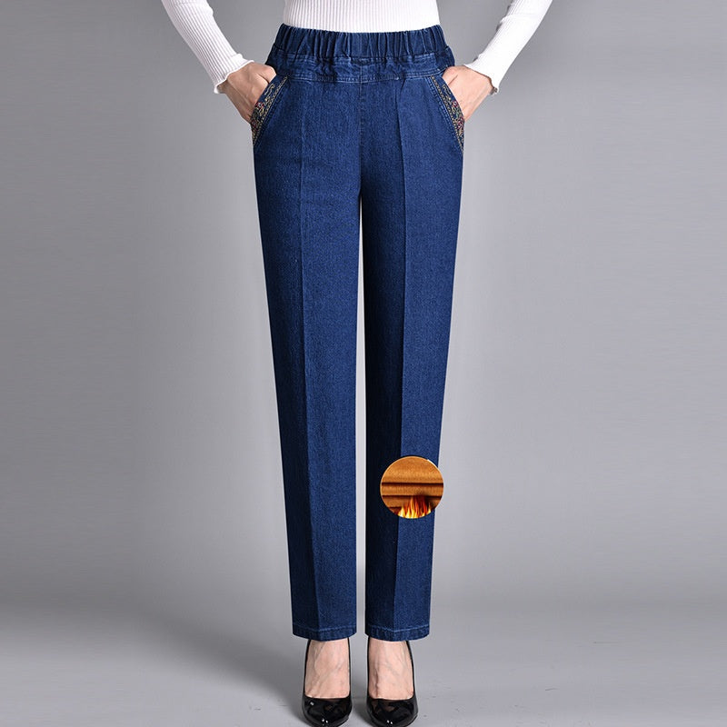 Laluna® | Damesjeans met zijzakken en elastische taille