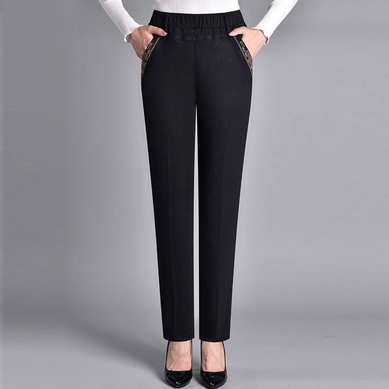Laluna® | Damesjeans met zijzakken en elastische taille