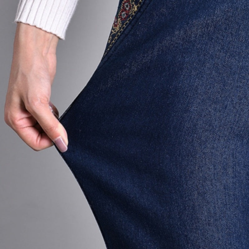 Laluna® | Damesjeans met zijzakken en elastische taille