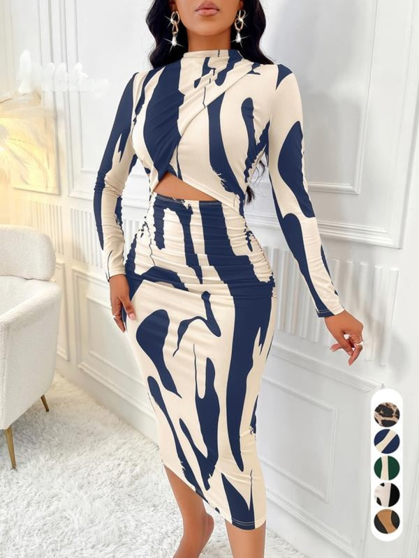 ARA™ - Colorblock Print Cut-Out Bodycon Dress for Spring & Fall