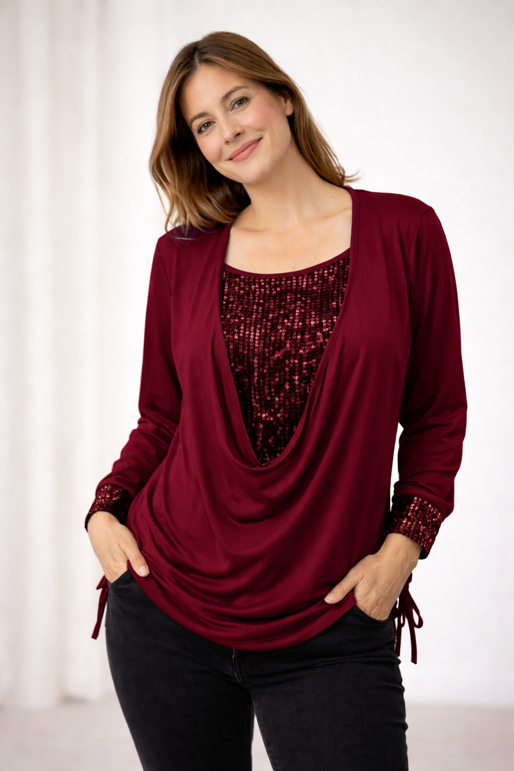 Seraphina Sequin Drape Blouse