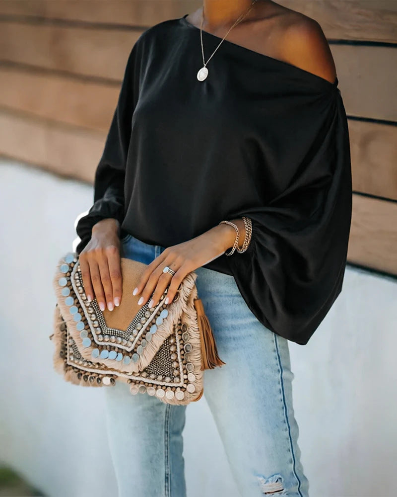 Giselle Satin Off-the-Shoulder Blouse