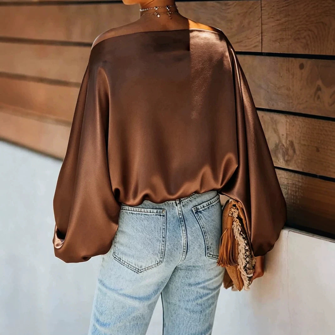 Giselle Satin Off-the-Shoulder Blouse