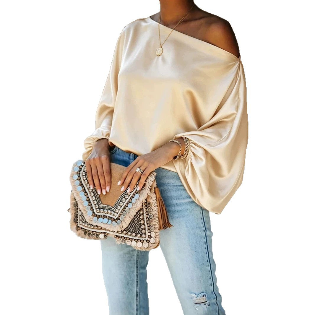 Giselle Satin Off-the-Shoulder Blouse