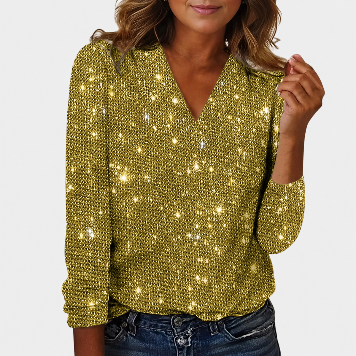 Vivienne Glitter Long Sleeve Top