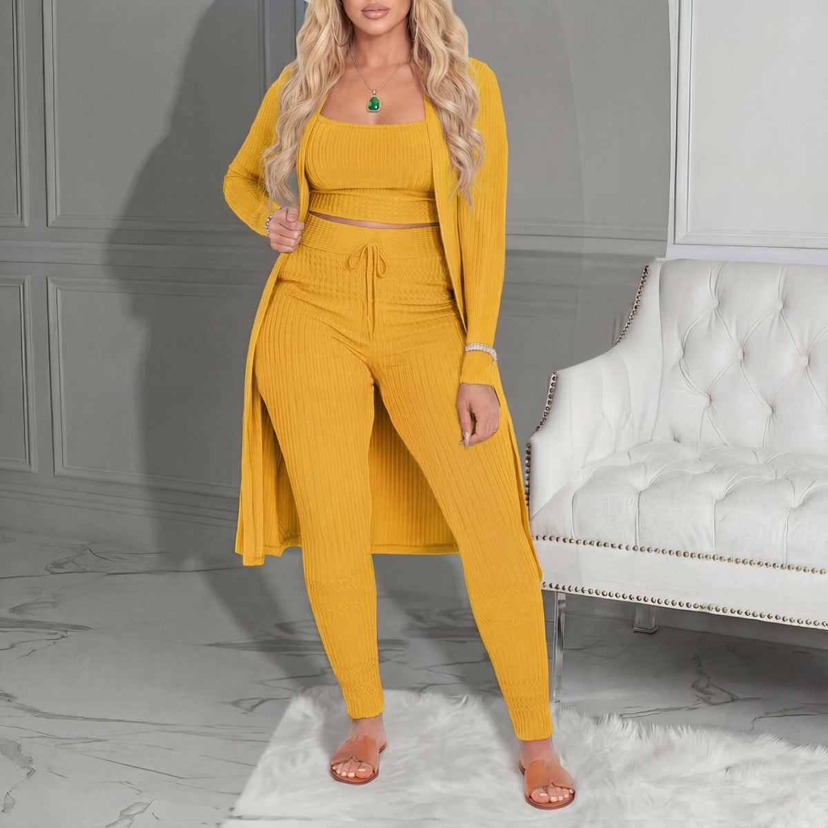 AMARIE™ - Cozy Three Piece Cardigan & Leggings Co-Ord Set